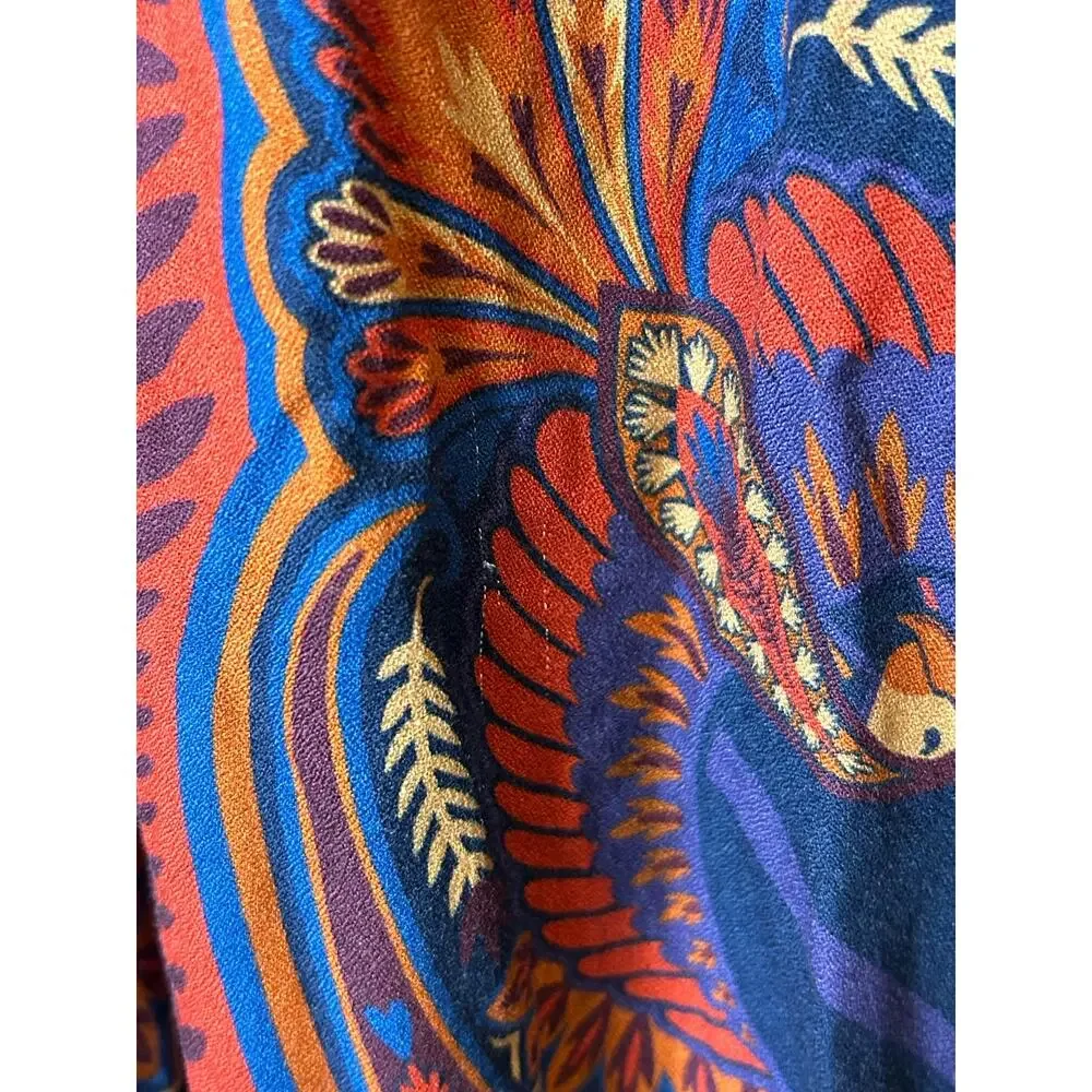 Farm Rio Anthropologie‎ Macaw Arabesque Midi Dress Puffed Sleeves Boho Sz XS - Picture 4 of 6